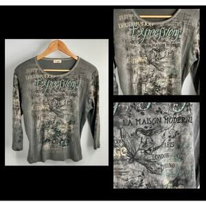 CACTUS Vintage 90s Y2K Top Whymsigoth Fairy Paris La Maison Art XL Made in USA